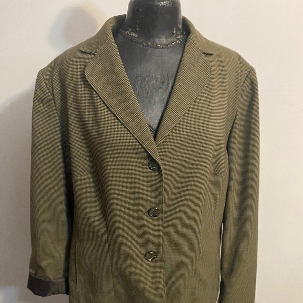 Evan Picone Stretch Green /Gray 3 button front blazer, size 18W